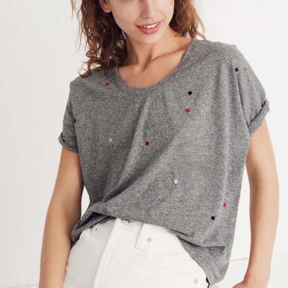 Madewell Tops - Madewell Embroidered U-Neck Tee Madewell Tops - Madewell Embroidered U-Neck Tee